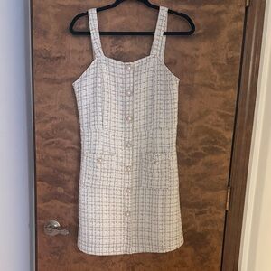 Dazy Cream Gold Tweed Dress - Large